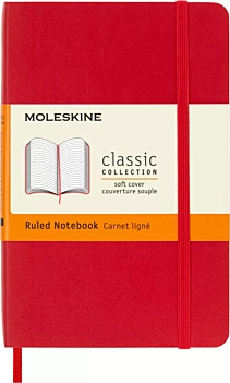 Taccuino Classico Rosso Scarlatto Copertina Morbida Righe 9x14cm Moleskine