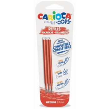 Pack de 3 recambios Bolígrafo rojo Borrable Oops Pop Carioca