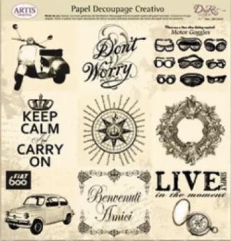 SUPER OFERTA **40%** Papel de Decoupage 0813333 Fiat 600 30x30cm Dayka