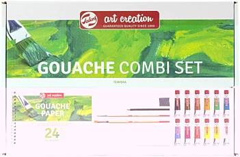 Set 12 Gouache + Bloc + Pinceles Art Creation Talens