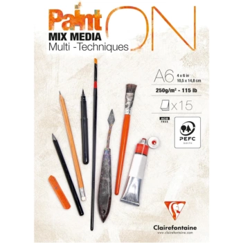 Bloc de Dibujo Paint On Mix media Clairefontaine A6 250g