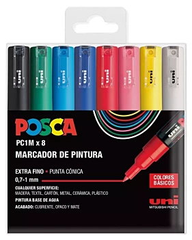 Estuche 8 rotuladores PC1M Extra Fino Uni Posca 3M 

