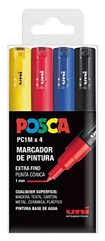 Estuche 4 rotuladores PC1M Extra Fino Uni Posca 3M 

