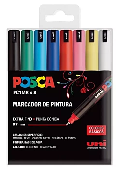 Estuche 8 rotuladores PC1MR Extra Fino Uni Posca 3M 

