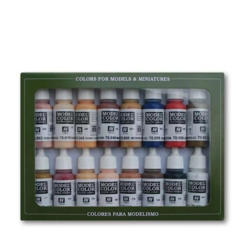 Set 16 pinturas para modelismo 125 Face & Skin Tones Model Color Vallejo 17ml