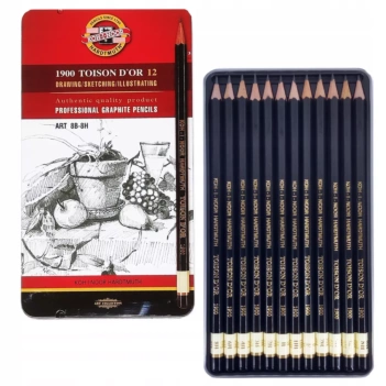 Caja metálica 12 lápices grafito Toison D'or Koh-i-Noor