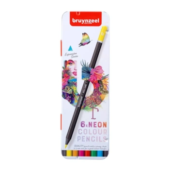 Caja Metálica 6 Lápices de Colores Neón Bruynzeel