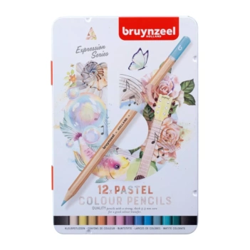 Caja Metálica 12 Lápices de Colores Pastel Bruynzeel
