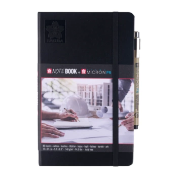 Set rotulador negro Pigma Micron PN y bloc de dibujo Negro Sakura 13x21cm