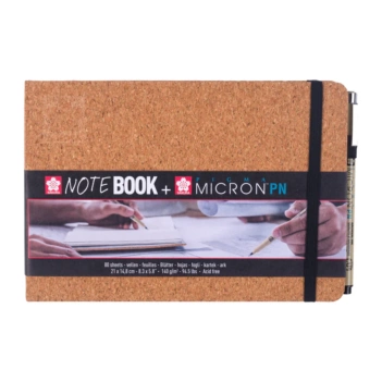 Set rotulador negro Pigma Micron PN y bloc de dibujo Corcho Sakura 9x14cm