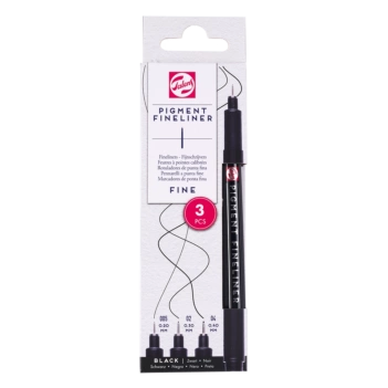 Zestaw 3 czarnych markerów Pigment Fineliner Talens F