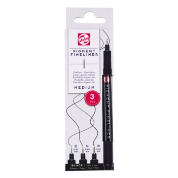 Zestaw 3 czarnych markerów Pigment Fineliner Talens M