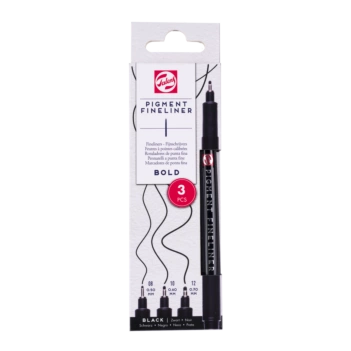 Zestaw 3 czarnych markerów Pigment Fineliner Talens B