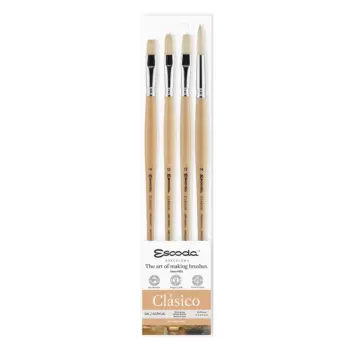 Set 4 pinceles naturales óleo y acrílico Clásico 8950 Escoda