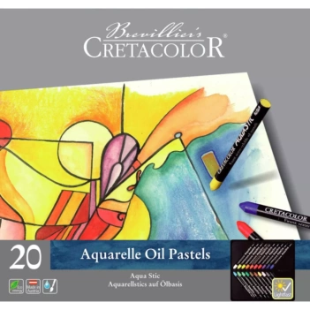 Metalowe pudełko zawierające 20 pasteli olejnych akwarelowych Aquastic Cretacolor