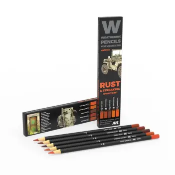 Set of 5 pencils with rust effect and wrinkles AK Interactive
