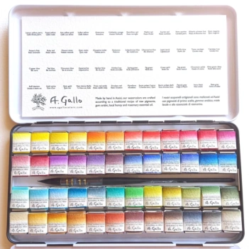 Caja metálica 48 medios godet acuarela Collection A. Gallo