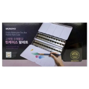 Caja metálica vacía para 24 pastillas de acuarela Mungyo