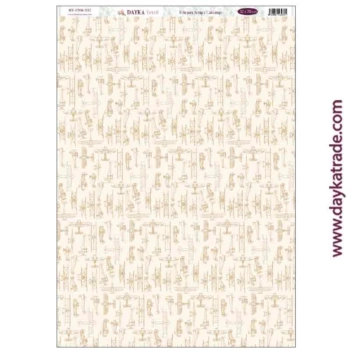 Dayka Trade Fabric DTXM-2132 Pattern beige planes Love and Faith 33x70cm