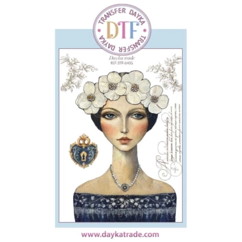 Dayka Trade Transfer Girl with Flowers and Watermarks 2 20x28.5cm