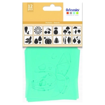 Artemio Set 12 Vitamines stencil stencil templates