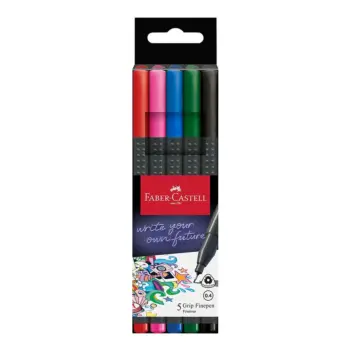 Set 5 Rotuladores básicos punta fina Grip Finepen Faber-Castell 0.4