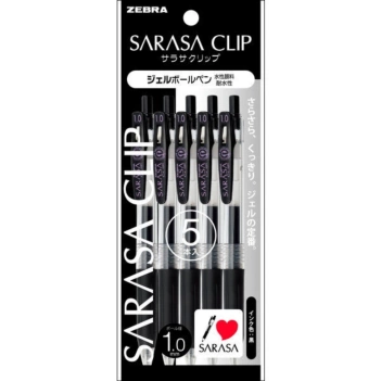 Set of 5 black gel pens Sarasa Clip Zebra 1mm