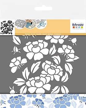 Artemio Stencil Template Flowers Bleu 30x30cm