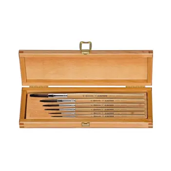 Caja de madera 6 pinceles para rotulación Petit Gris El Deletrista Escoda