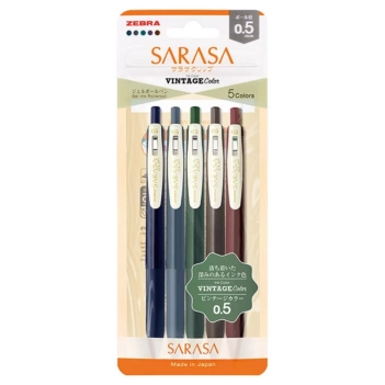 Set 5 bolígrafos de gel Vintage Sarasa Clip Zebra 0,5mm