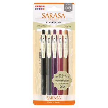 Set 5 bolígrafos de gel Vintage 2 Sarasa Clip Zebra 0,5mm