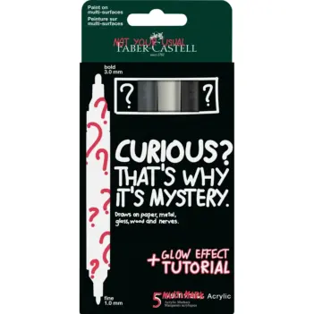 Set of 5 Faber-Castell Multimark Mystery Box acrylic markers with a glow effect