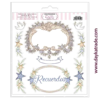 Dayka Trade Scrapbooking and Cardboarding Fabric Labels My First Communion Memories Blue 21x21cm