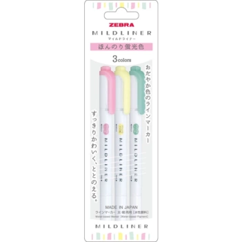 Set 3 rotuladores doble punta suaves Mildliner Zebra