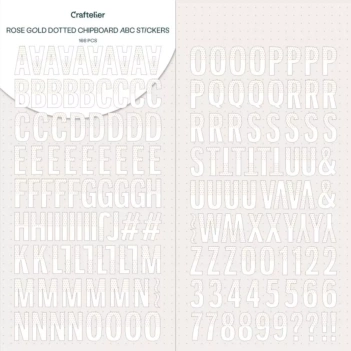 Abecedario Adhesivo Chipboard Puntos Rose Gold Craftelier