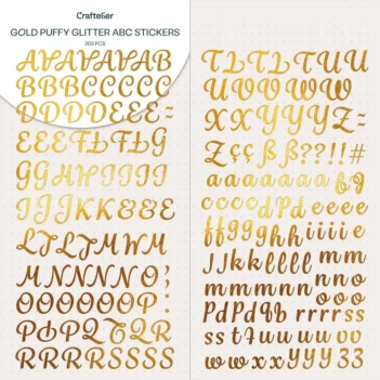 Abecedario Adhesivo Glitter Puffy Gold Craftelier