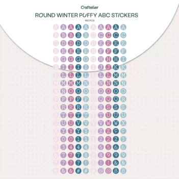Abecedario Adhesivo Puffy Winter Redondo Craftelier