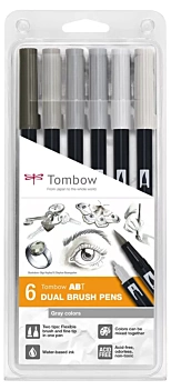Set de 6 rotuladores Dual Brush Colores Gris Tombow

