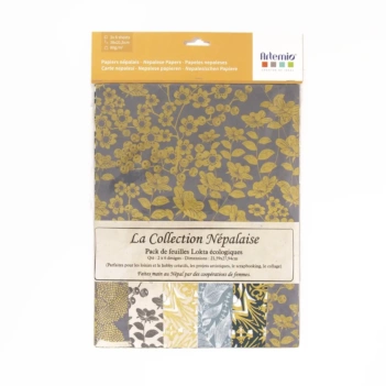 Artemio Set 12 gold foil papers Nepalís Vegetal 