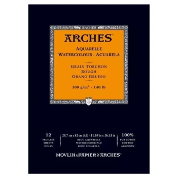 Bloc Acuarela encolado a 1 lado Grano Grueso 300g/m² Arches 29,7x42cm