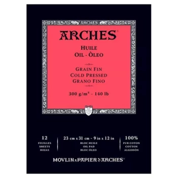 Blok do farb olejnych jednostronnie klejony Drobnoziarnisty 300g/m² Arches 23x31cm