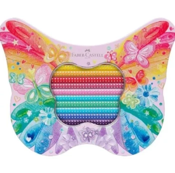 Estuche de Metal Mariposa 12 Lápices de colores Sparkle Faber-Castell