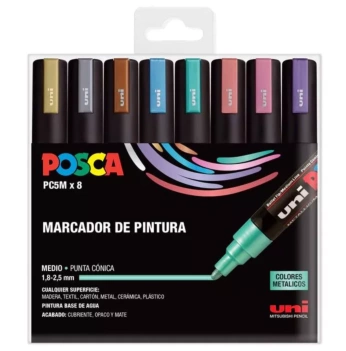 Estuche 8 rotuladores PC5M Medio Metálico Uni Posca 3M

