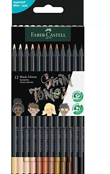 Faber-Castell Set of 12 Black Edition Skin Tone Coloured Pencils 