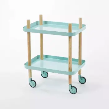 SUPER OFERTA **40%** Carrito de diseño con 2 bandejas Turquesa