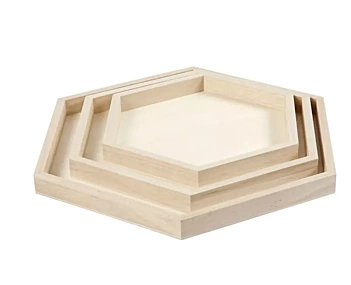 Creativ Company Set 3 Hexagonal Wooden Trays 
