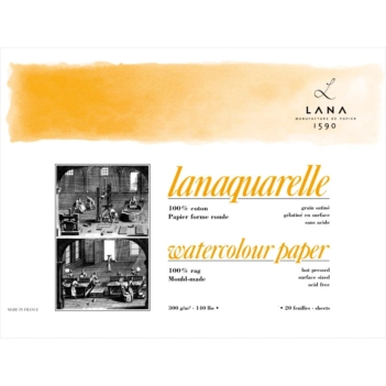 Bloc acuarela satinado encolado Lana 23x31 300g/m² 