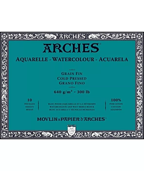 Bloc Acuarela Arches Encolado a 4 Lados Grano Fino 640g/m²