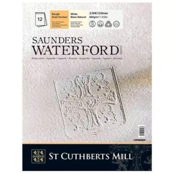 Bloc Saunders Waterford 300g/m² Encolado a 1 Lado Grano Grueso Blanco natural St Cuthberts Mill 23x31cm