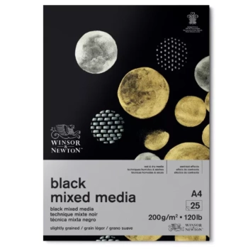 Bloco preto de mídia mista Winsor & Newton 200gr A4